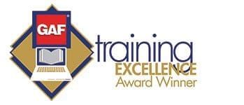 GAF Training Excellence Award Wedge Roofing.